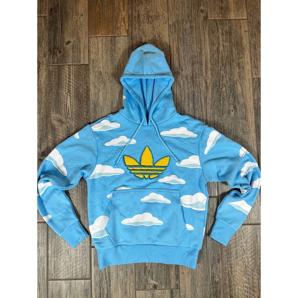 Adidas x The Simpsons Cloud AOP‎ Hoodie Yellow Logo Mens Size S New
